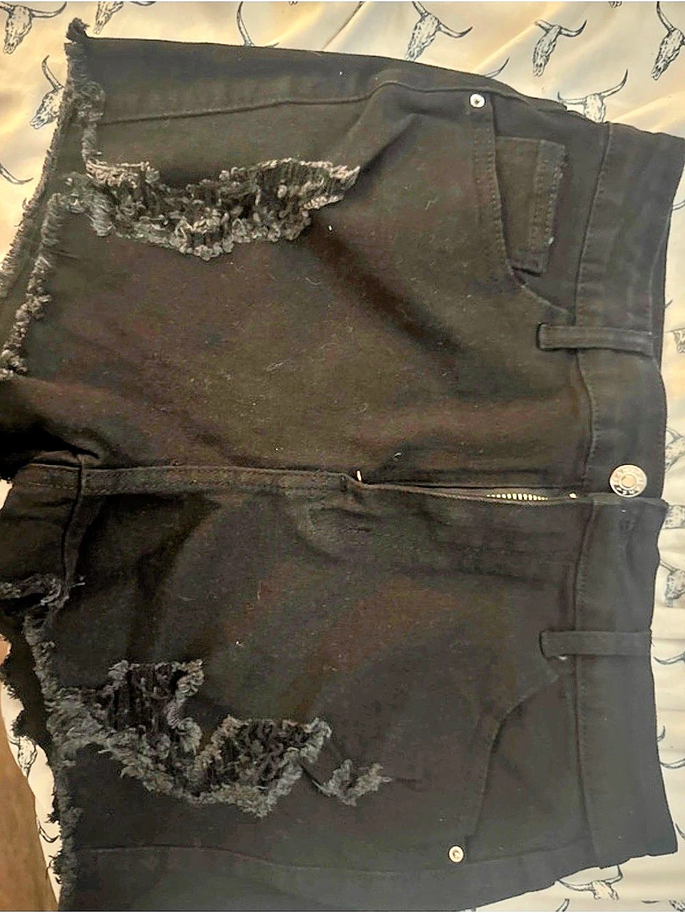 Distressed Black Jean Shorts
